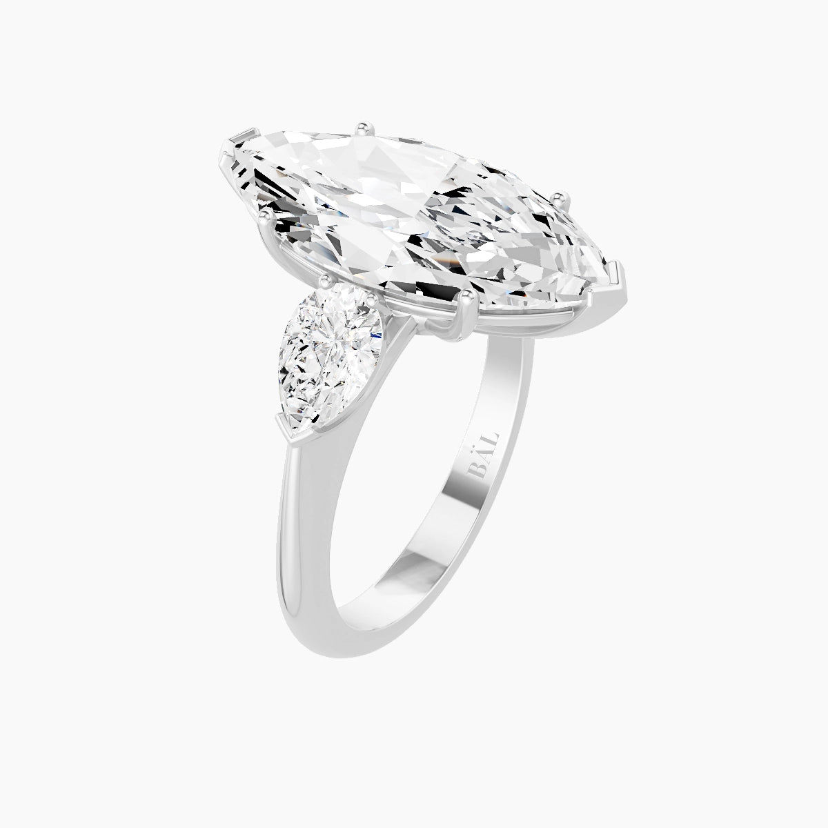 Classic Pear Trilogy | 18k White Gold 5 ct Marquise White Lab Diamond Ring
