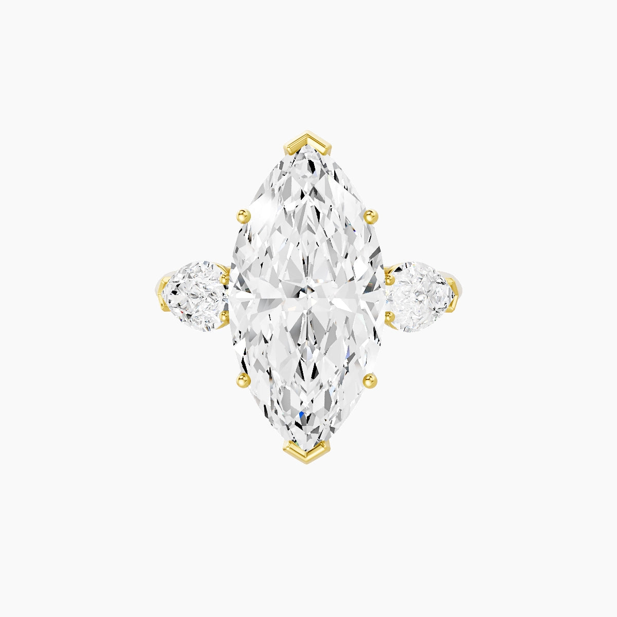 Classic Pear Trilogy | 18k Yellow Gold 5 ct Marquise White Lab Diamond Ring
