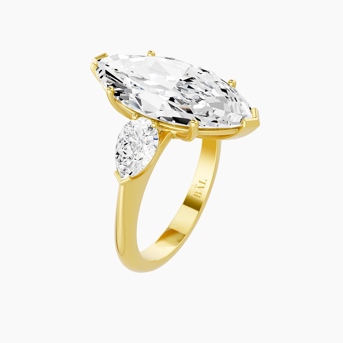 Classic Pear Trilogy | 18k Yellow Gold 5 ct Marquise White Lab Diamond Ring