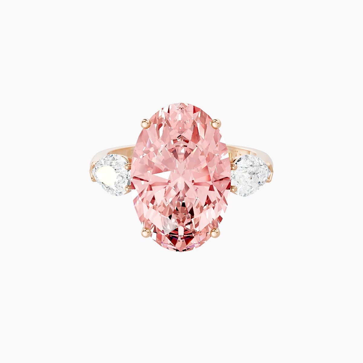 Classic Pear Trilogy | 18k Rose Gold 5 ct Oval Pink Lab Diamond Ring