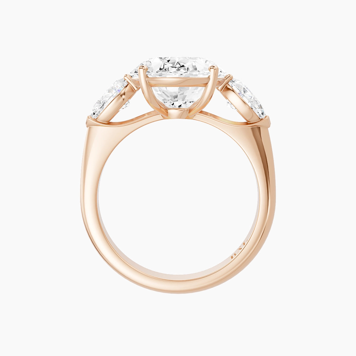 Classic Pear Trilogy | 18k Rose Gold 5 ct Oval White Lab Diamond Ring