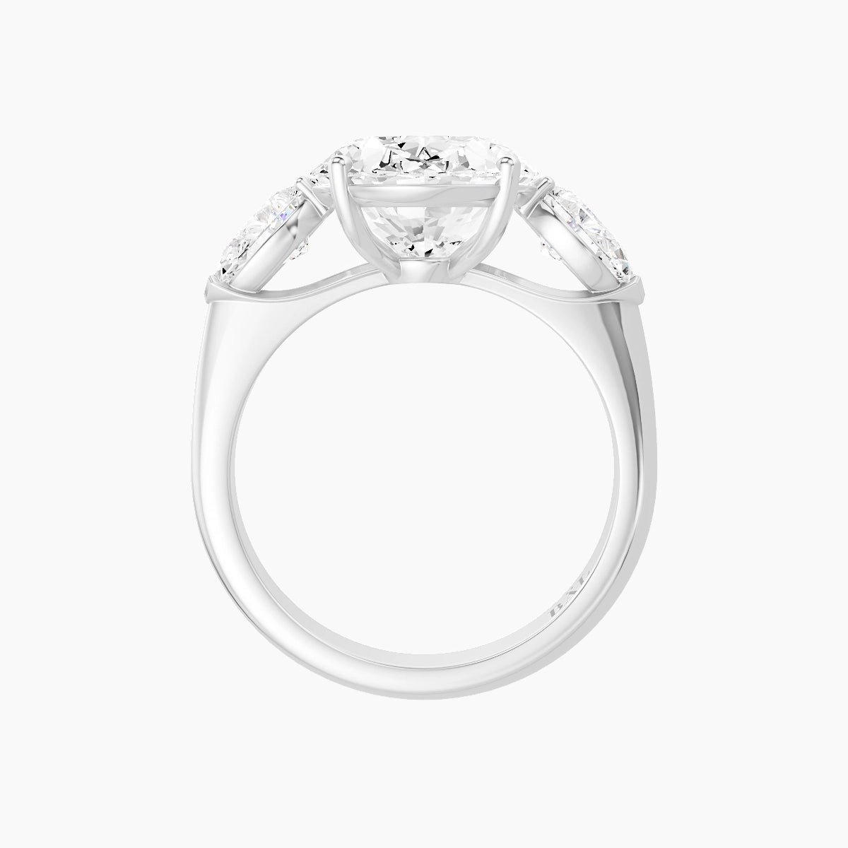 Classic Pear Trilogy | 18k White Gold 5 ct Oval White Lab Diamond Ring