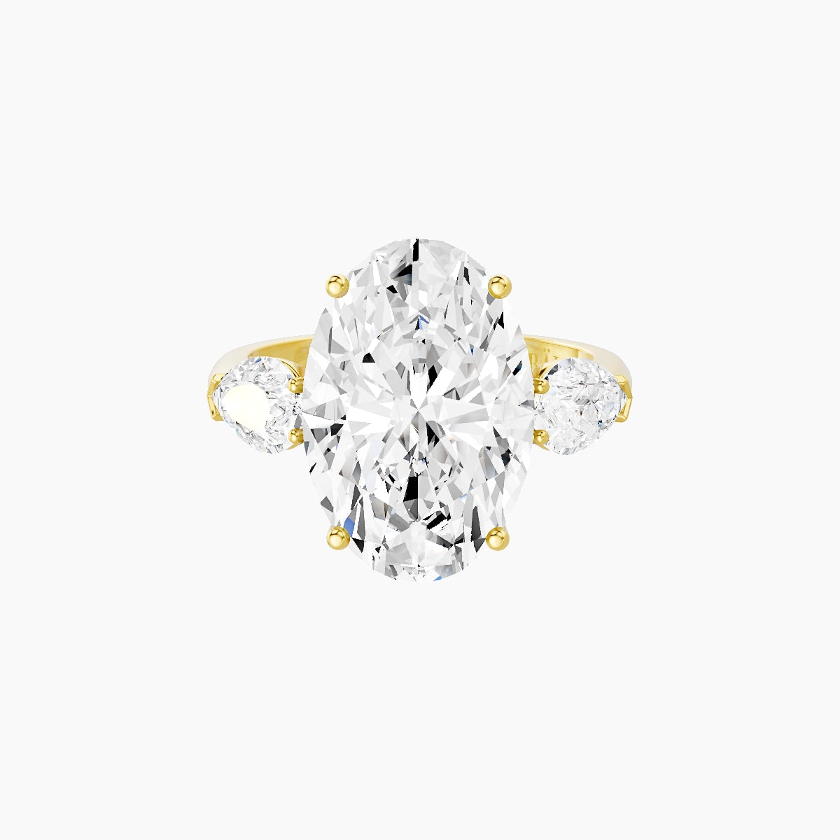 Classic Pear Trilogy | 18k Yellow Gold 5 ct Oval White Lab Diamond Ring