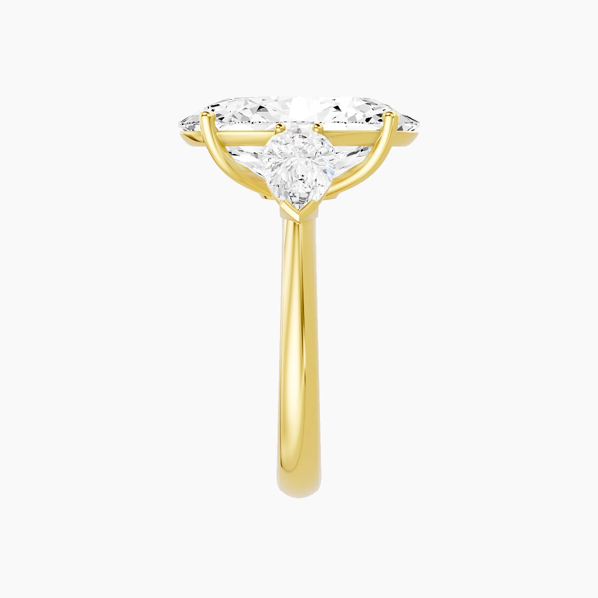 Classic Pear Trilogy | 18k Yellow Gold 5 ct Oval White Lab Diamond Ring