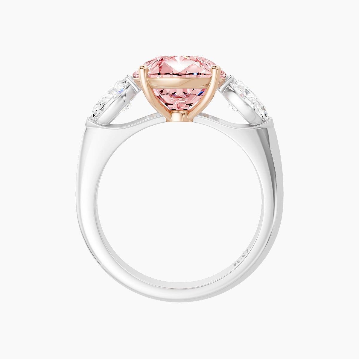Classic Pear Trilogy | 18k White & Rose Gold 5 ct Pear Pink Lab Diamond Ring