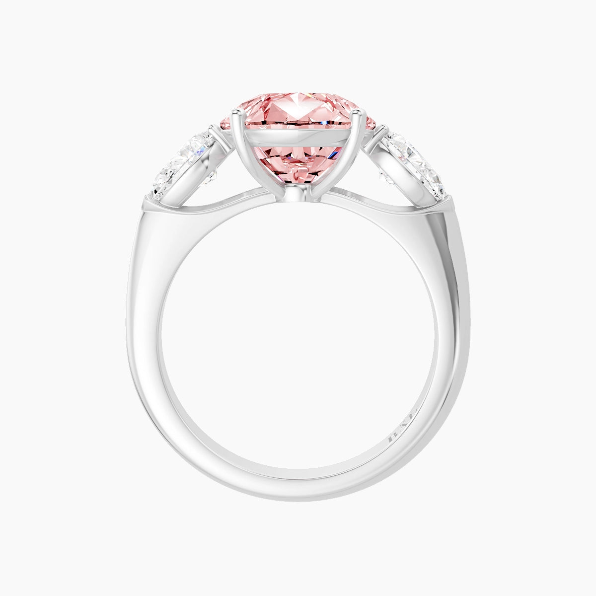 Classic Pear Trilogy | 18k White Gold 5 ct Pear Pink Lab Diamond Ring