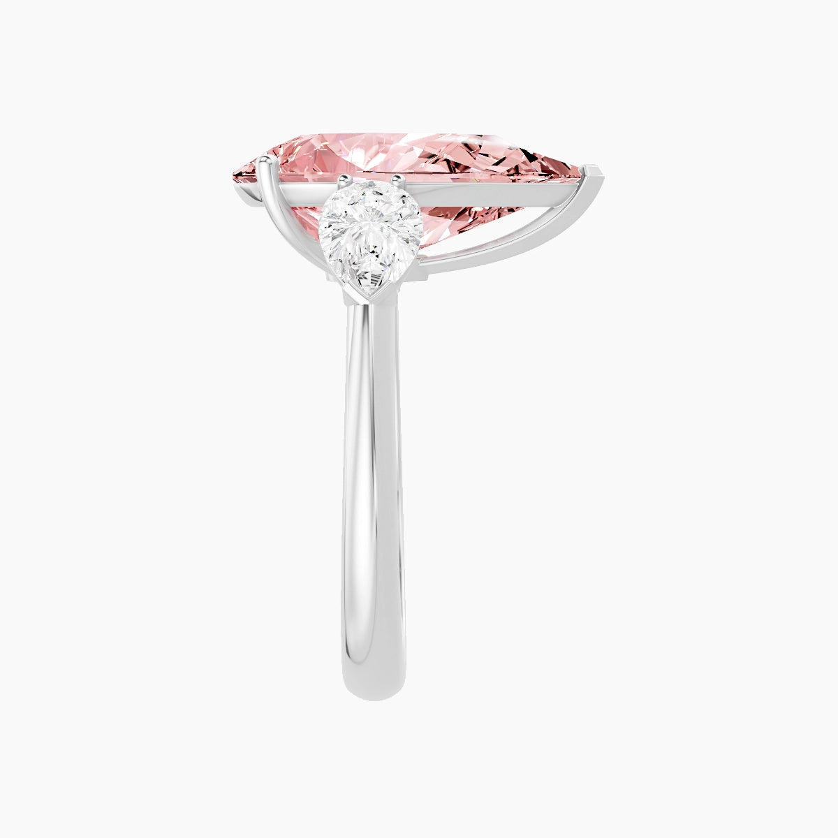 Classic Pear Trilogy | 18k White Gold 5 ct Pear Pink Lab Diamond Ring