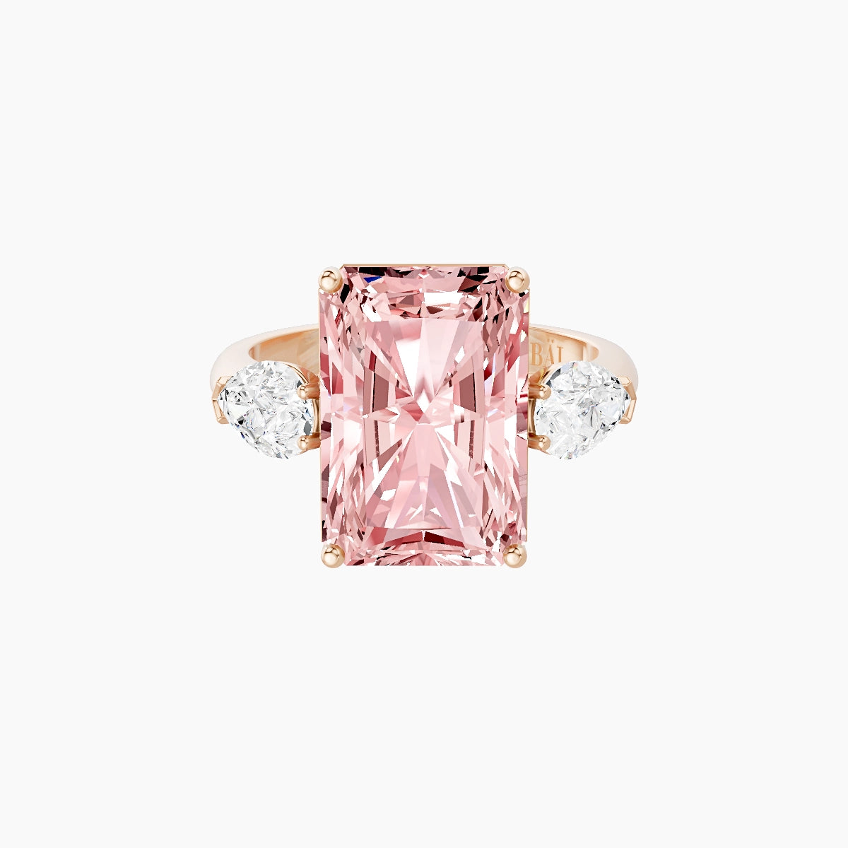 Classic Pear Trilogy | 18k Rose Gold 5 ct Radiant Pink Lab Diamond Ring