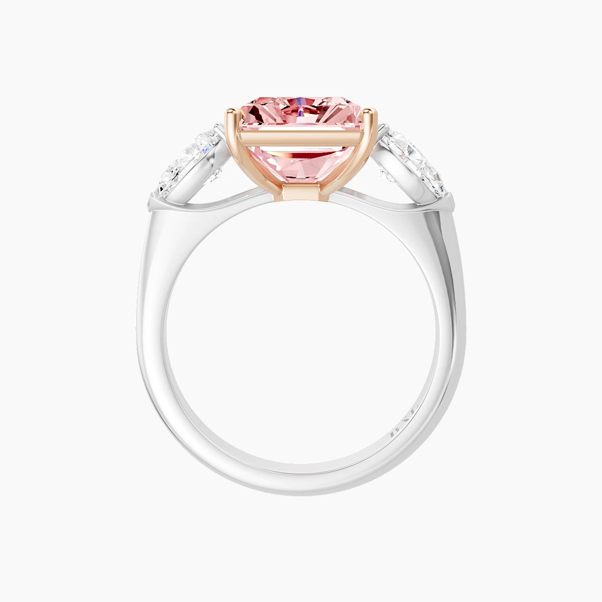 Classic Pear Trilogy | 18k White & Rose Gold 5 ct Radiant Pink Lab Diamond Ring