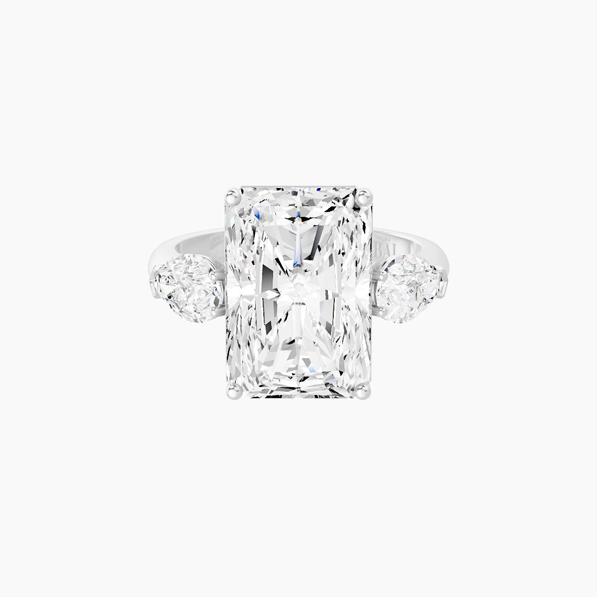Classic Pear Trilogy | 18k White Gold 5 ct Radiant White Lab Diamond Ring