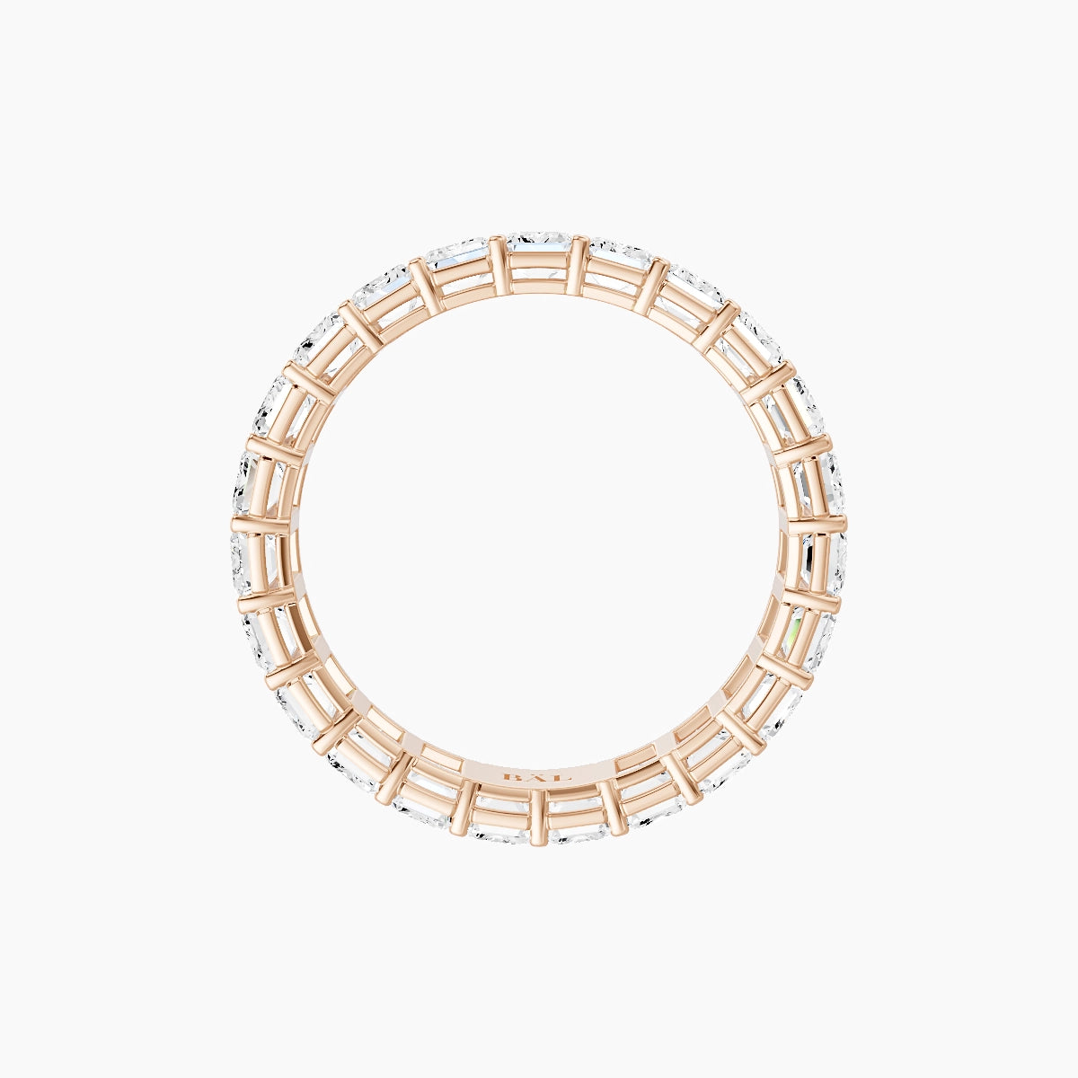 Classic Prong Eternity Ring | 18k Rose Gold 3.6 x 2.6 mm Emerald White Lab Diamond