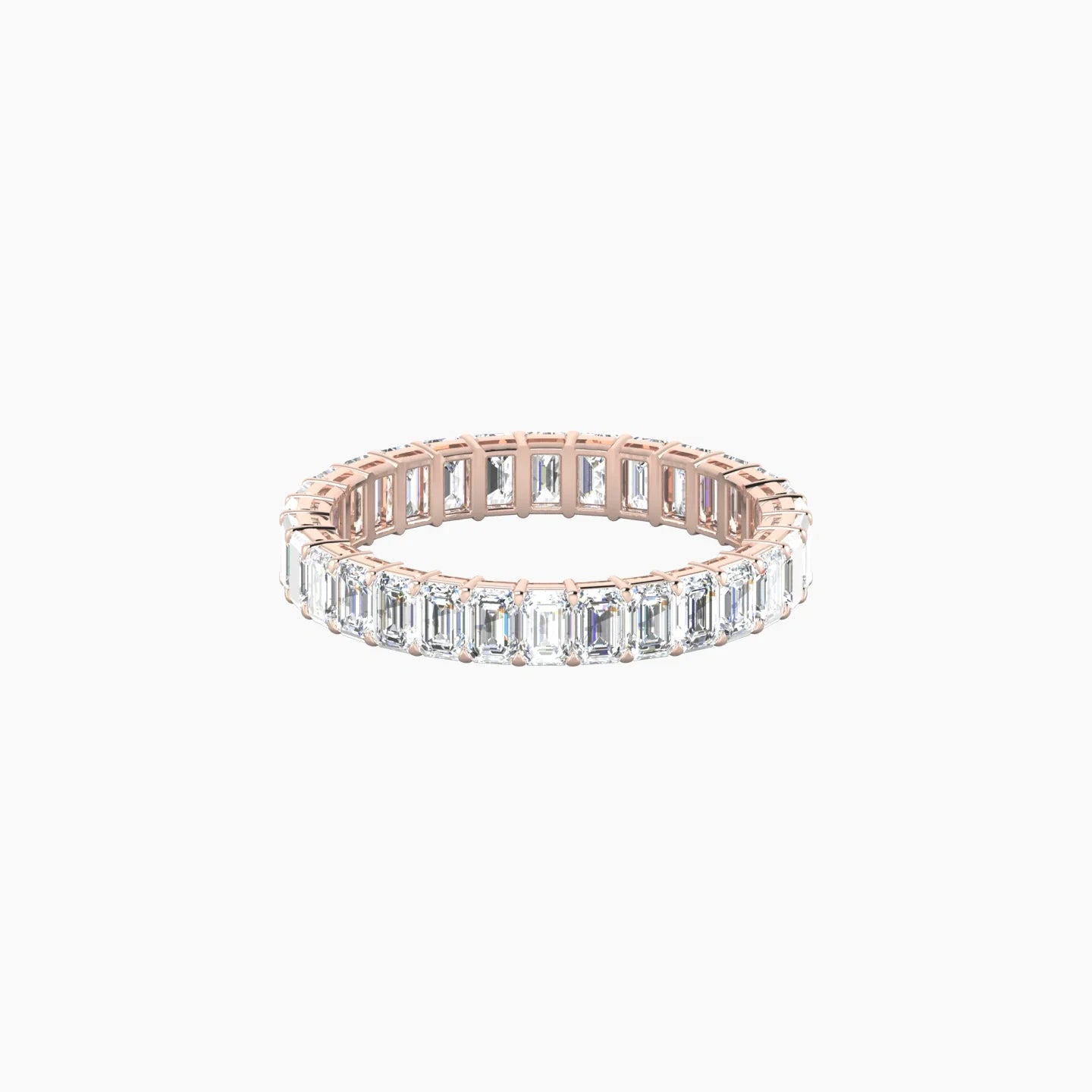 Classic Prong Eternity Ring | 18k Rose Gold 3 x 2 mm Emerald Lab Diamond
