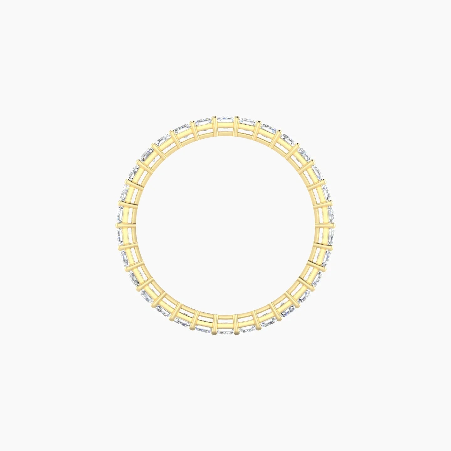 Classic Prong Eternity Ring | 18k Yellow Gold 3 x 2 mm Emerald Lab Diamond