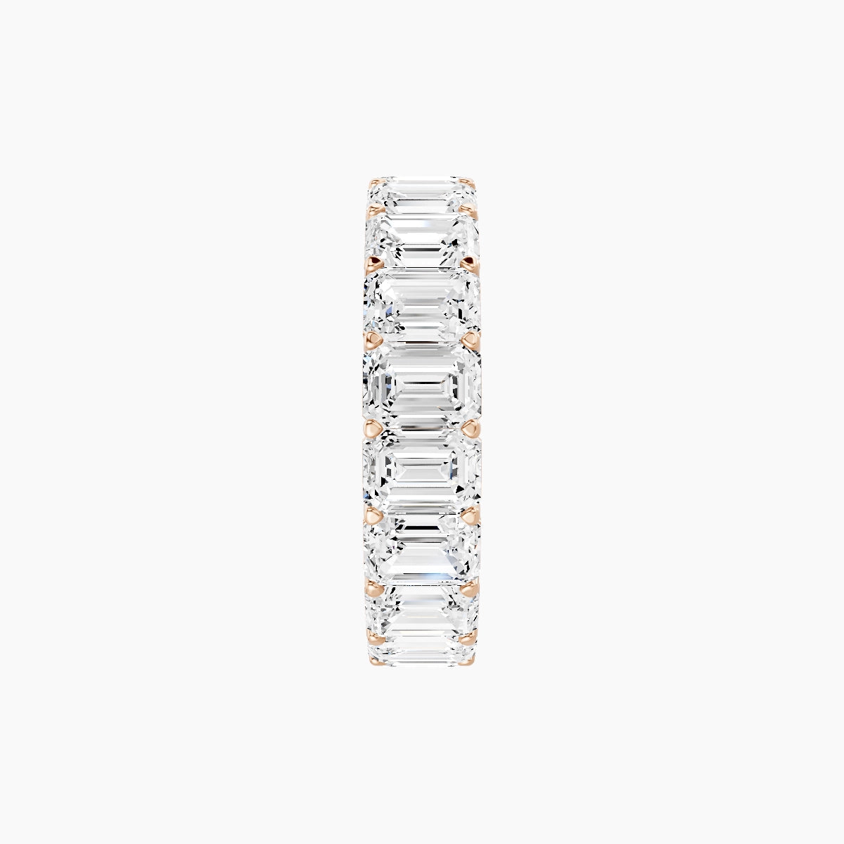 Classic Prong Eternity Ring | 18k Rose Gold 4.5 x 3.2 mm Emerald White Lab Diamond