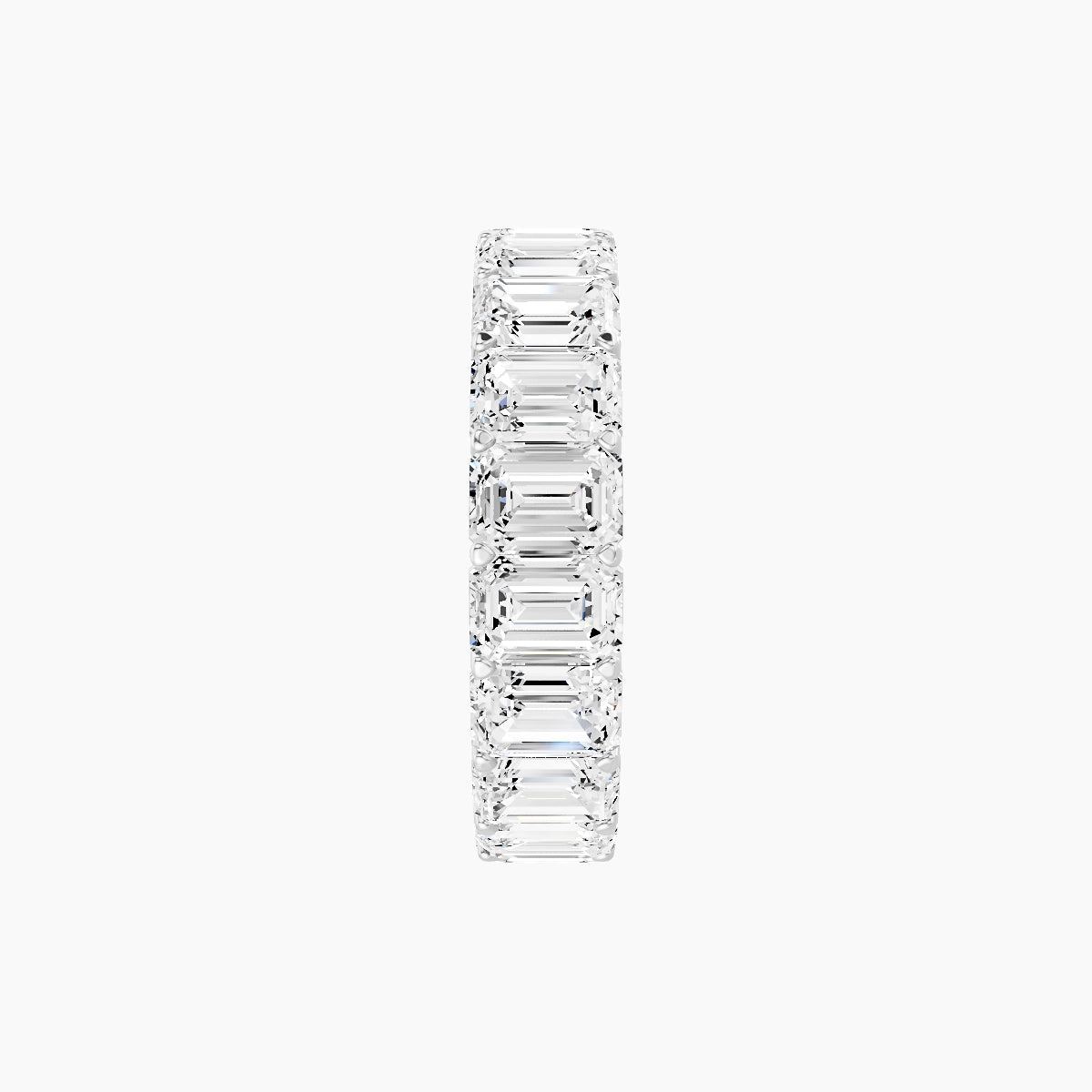 Classic Prong Eternity Ring | 18k White Gold 4.5 x 3.2 mm Emerald White Lab Diamond