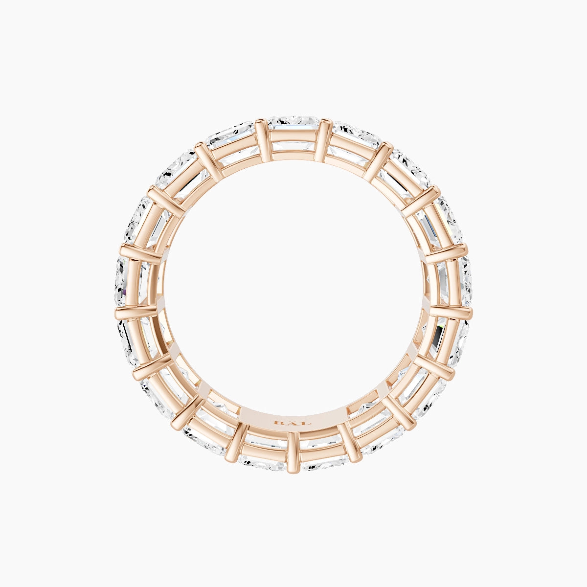 Classic Prong Eternity Ring | 18k Rose Gold 5.3 x 3.8 mm Emerald White Lab Diamond