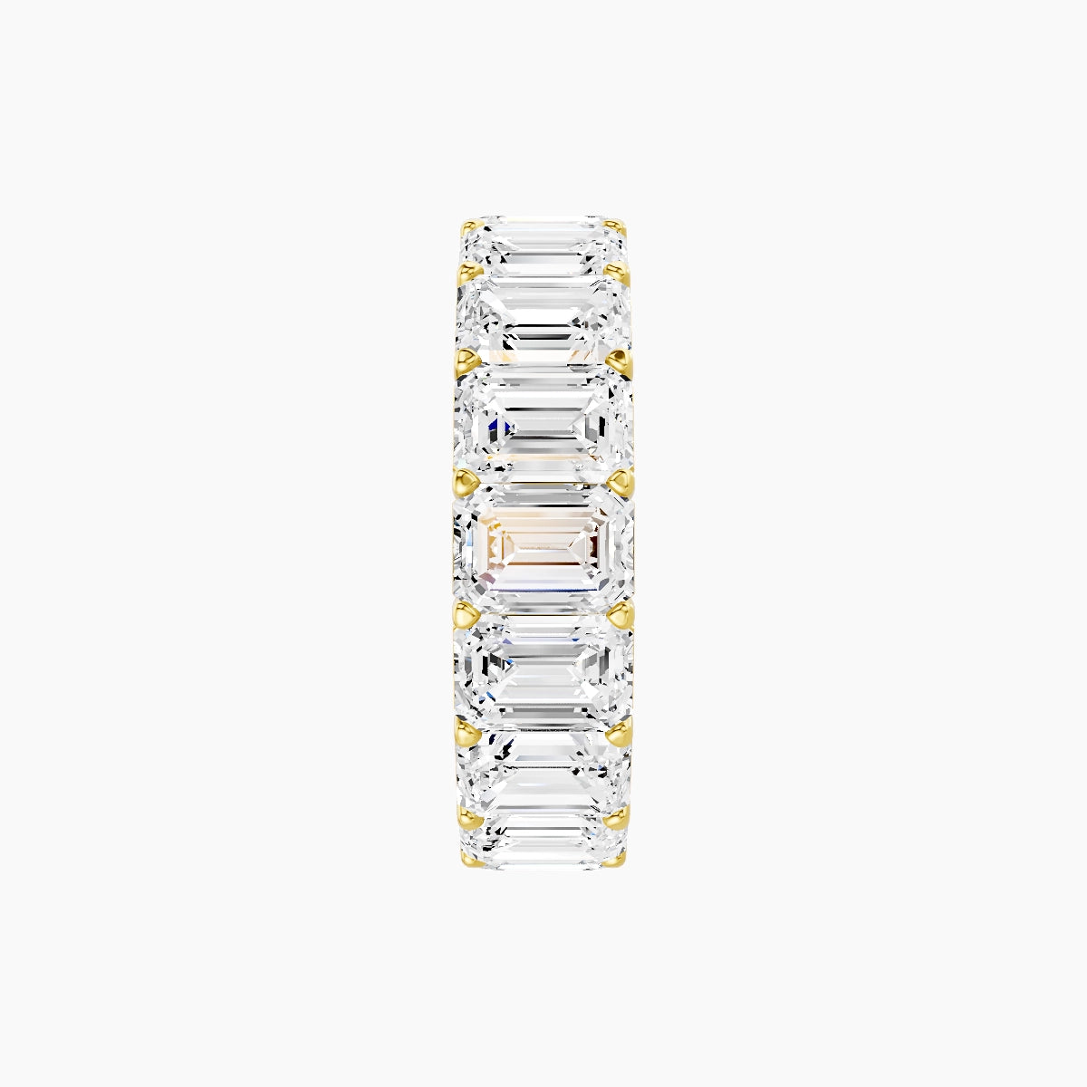 Classic Prong Eternity Ring | 18k Yellow Gold 5.3 x 3.8 mm Emerald White Lab Diamond