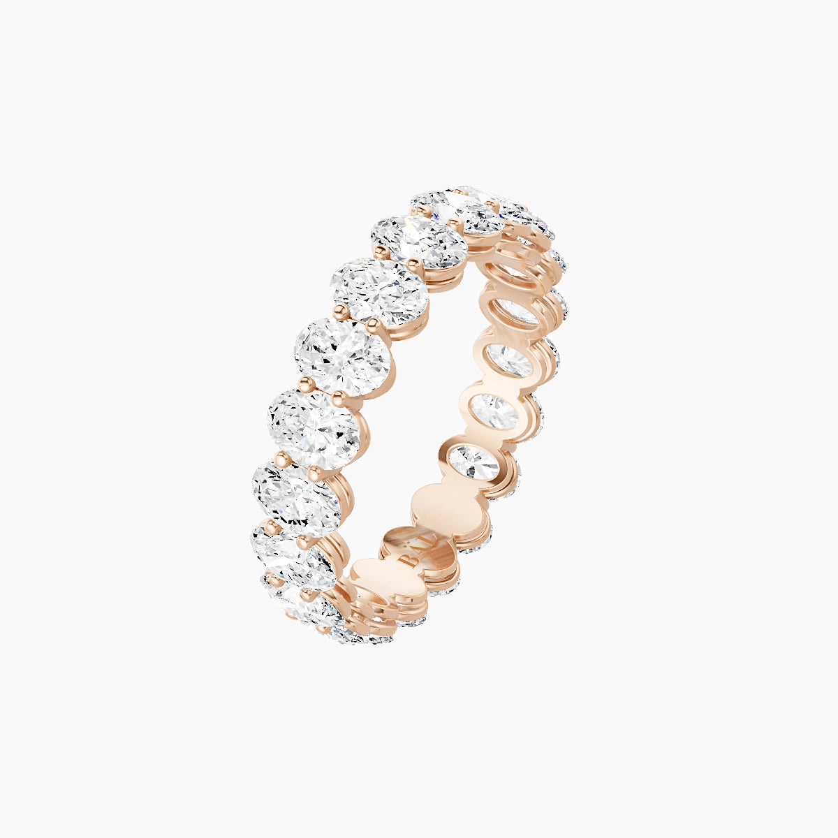 Classic Prong Eternity Ring | 18k Rose Gold 4.2 x 3 mm Oval White Lab Diamond