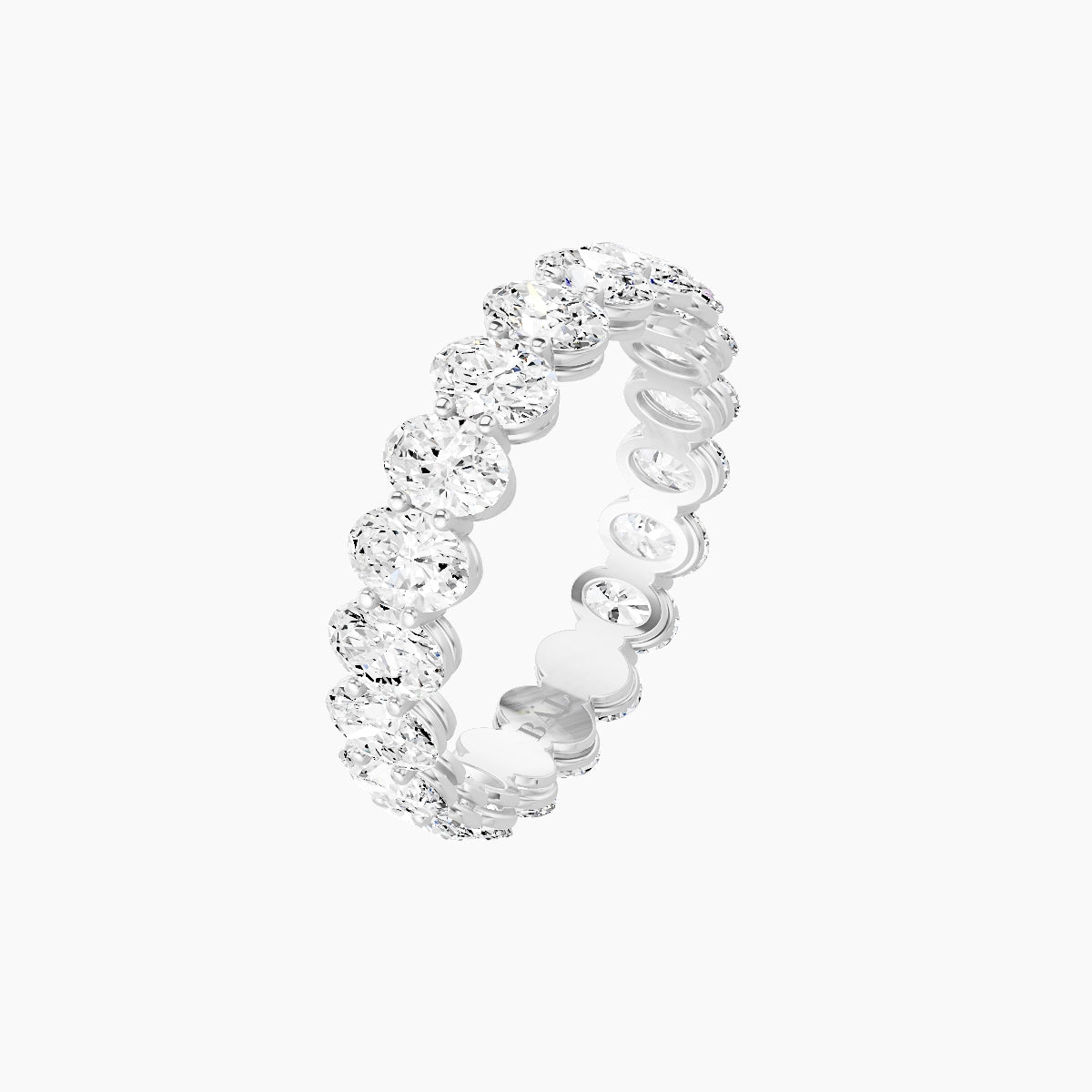 Classic Prong Eternity Ring | 18k White Gold 4.2 x 3 mm Oval White Lab Diamond