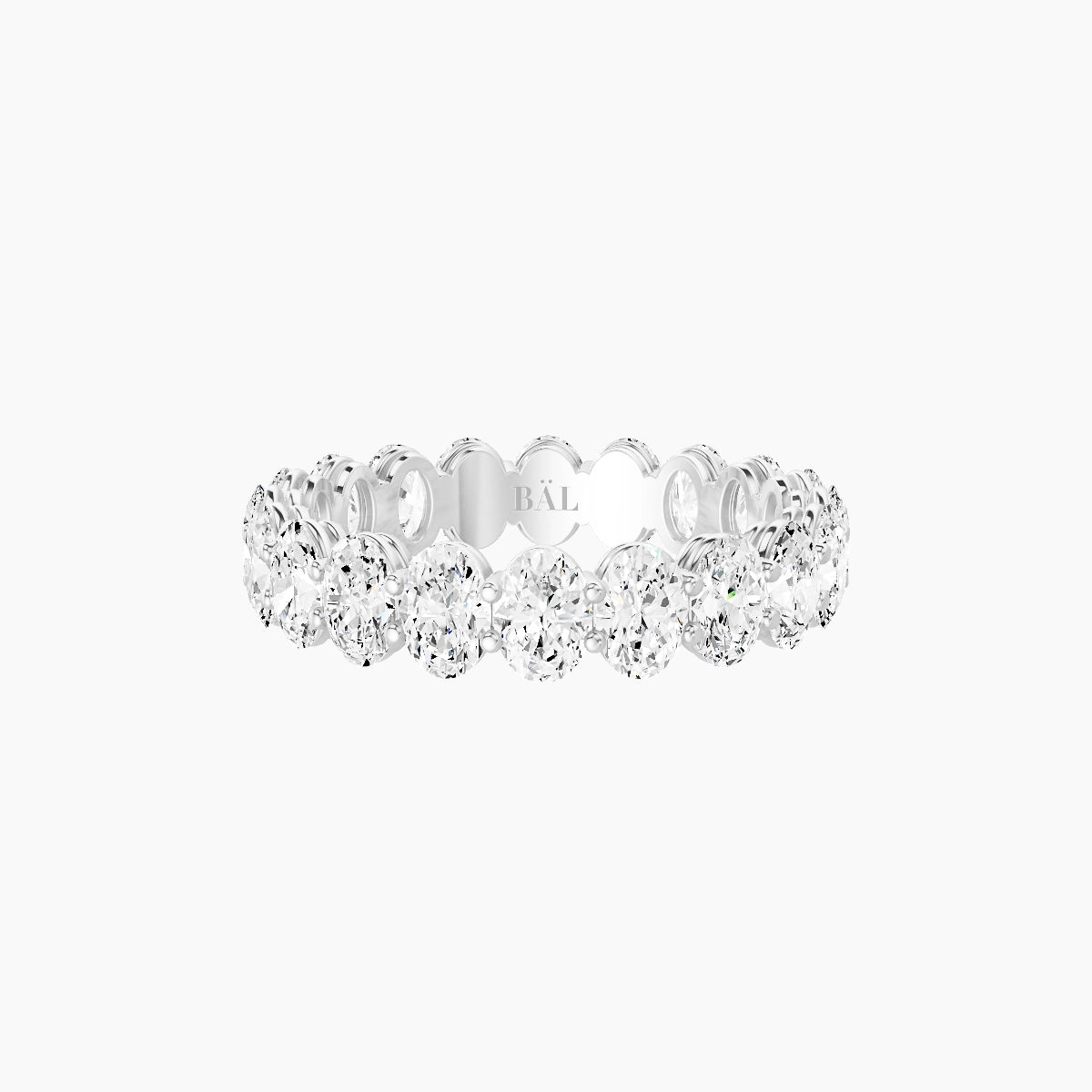 Classic Prong Eternity Ring | 18k White Gold 4.2 x 3 mm Oval White Lab Diamond
