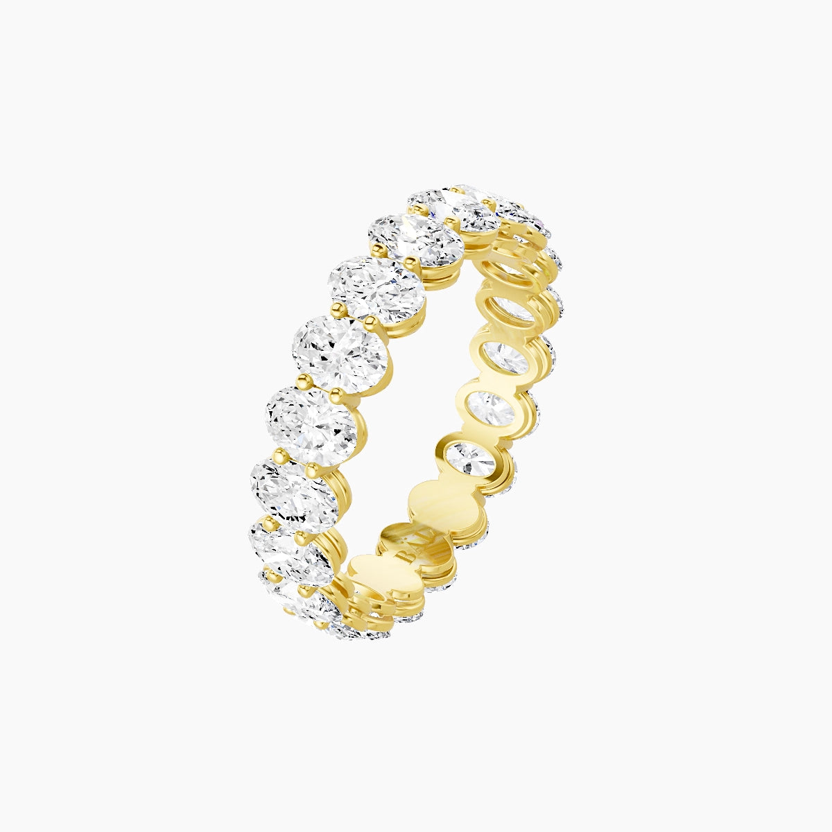 Classic Prong Eternity Ring | 18k Yellow Gold 4.2 x 3 mm Oval White Lab Diamond