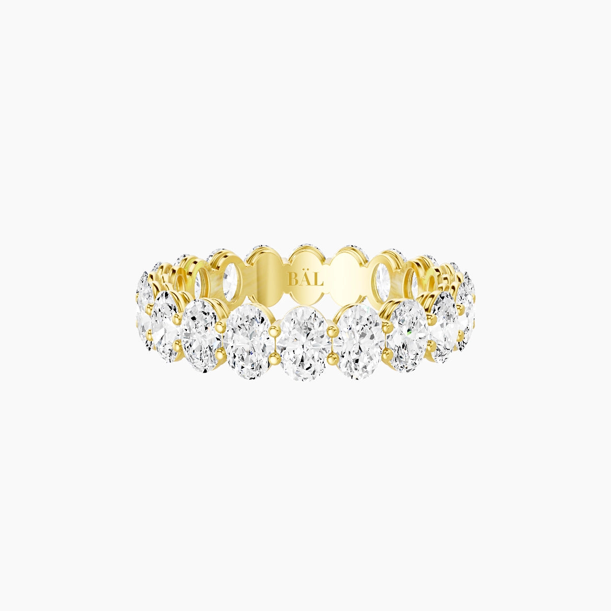 Classic Prong Eternity Ring | 18k Yellow Gold 4.2 x 3 mm Oval White Lab Diamond