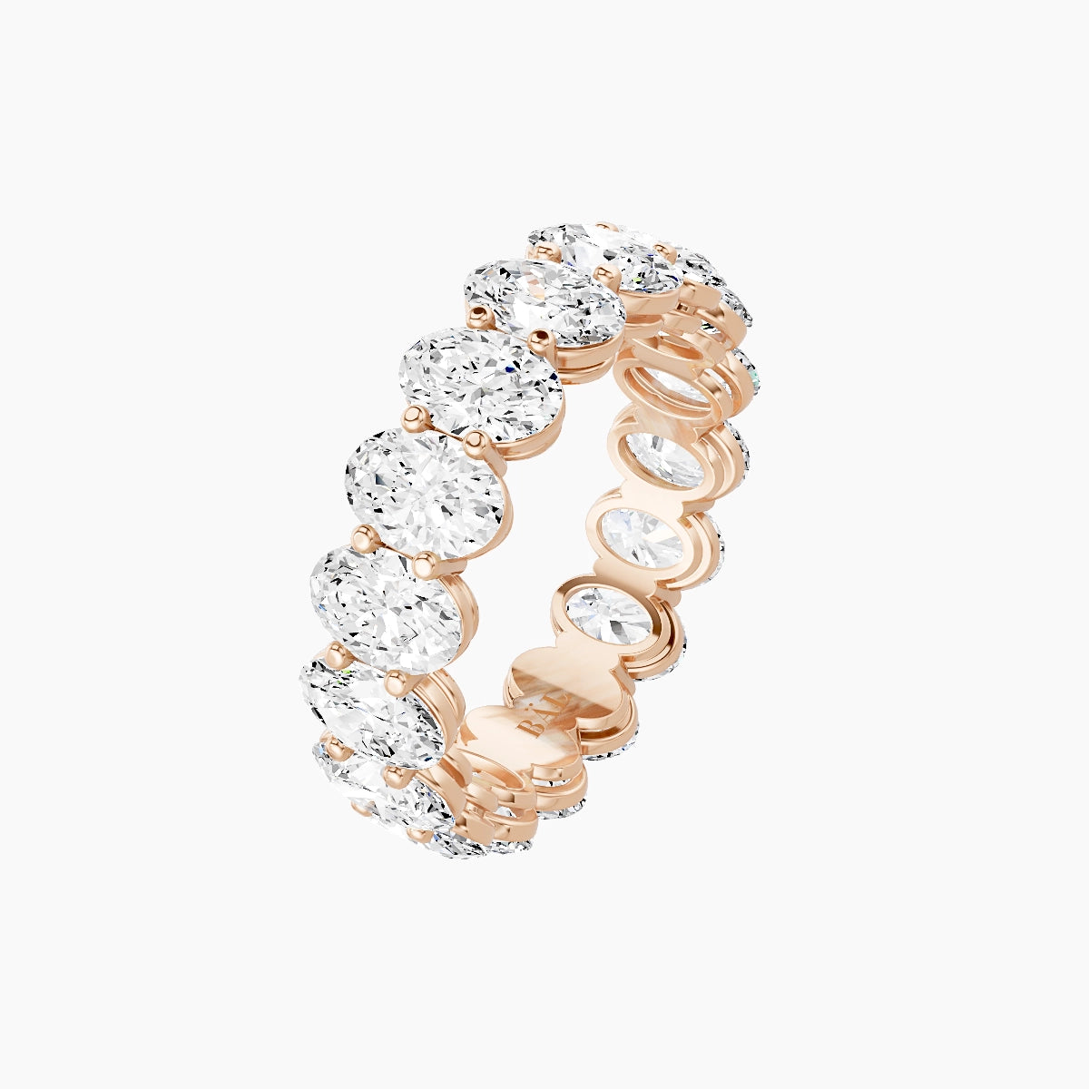 Classic Prong Eternity Ring | 18k Rose Gold 5.4 x 3.8 mm Oval White Lab Diamond