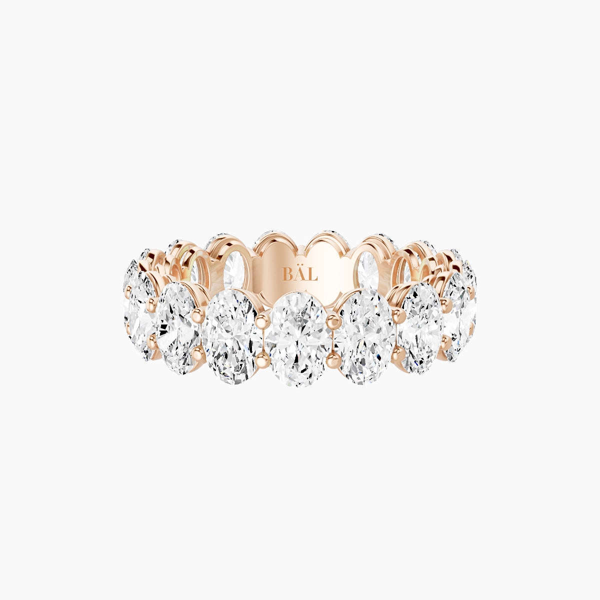 Classic Prong Eternity Ring | 18k Rose Gold 5.4 x 3.8 mm Oval White Lab Diamond