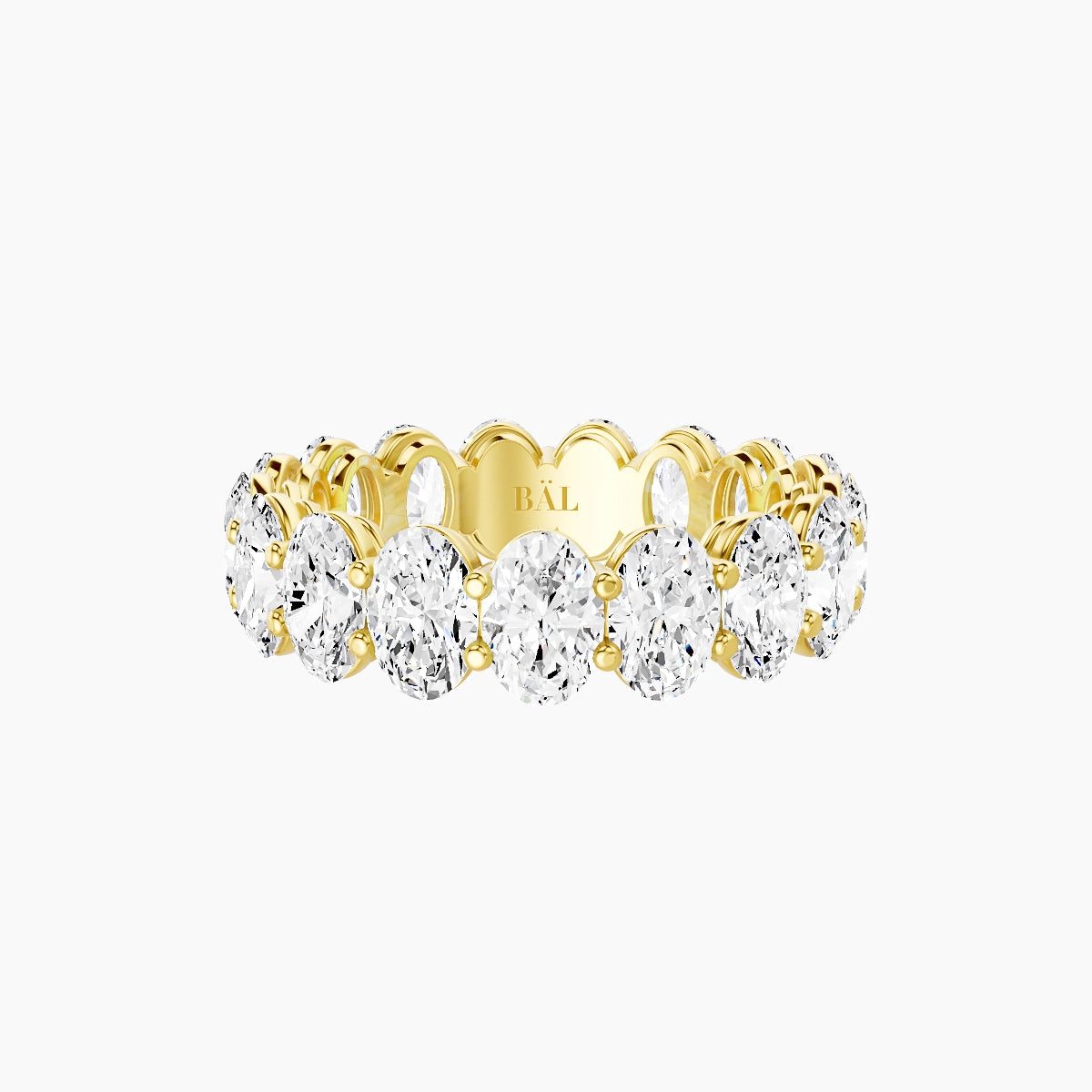 Classic Prong Eternity Ring | 18k Yellow Gold 5.4 x 3.8 mm Oval White Lab Diamond