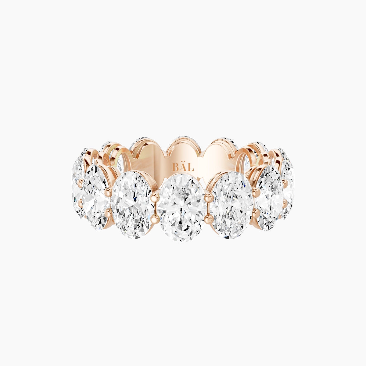 Classic Prong Eternity Ring | 18k Rose Gold 6.3 x 4.5 mm Oval White Lab Diamond