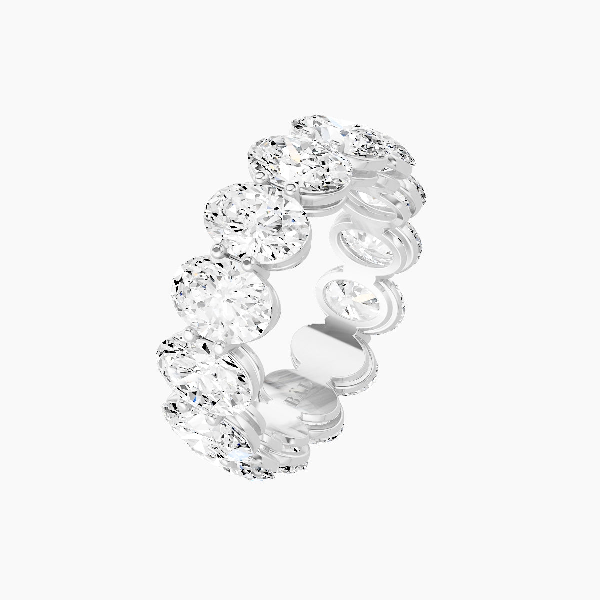 Classic Prong Eternity Ring | 18k White Gold 6.3 x 4.5 mm Oval White Lab Diamond