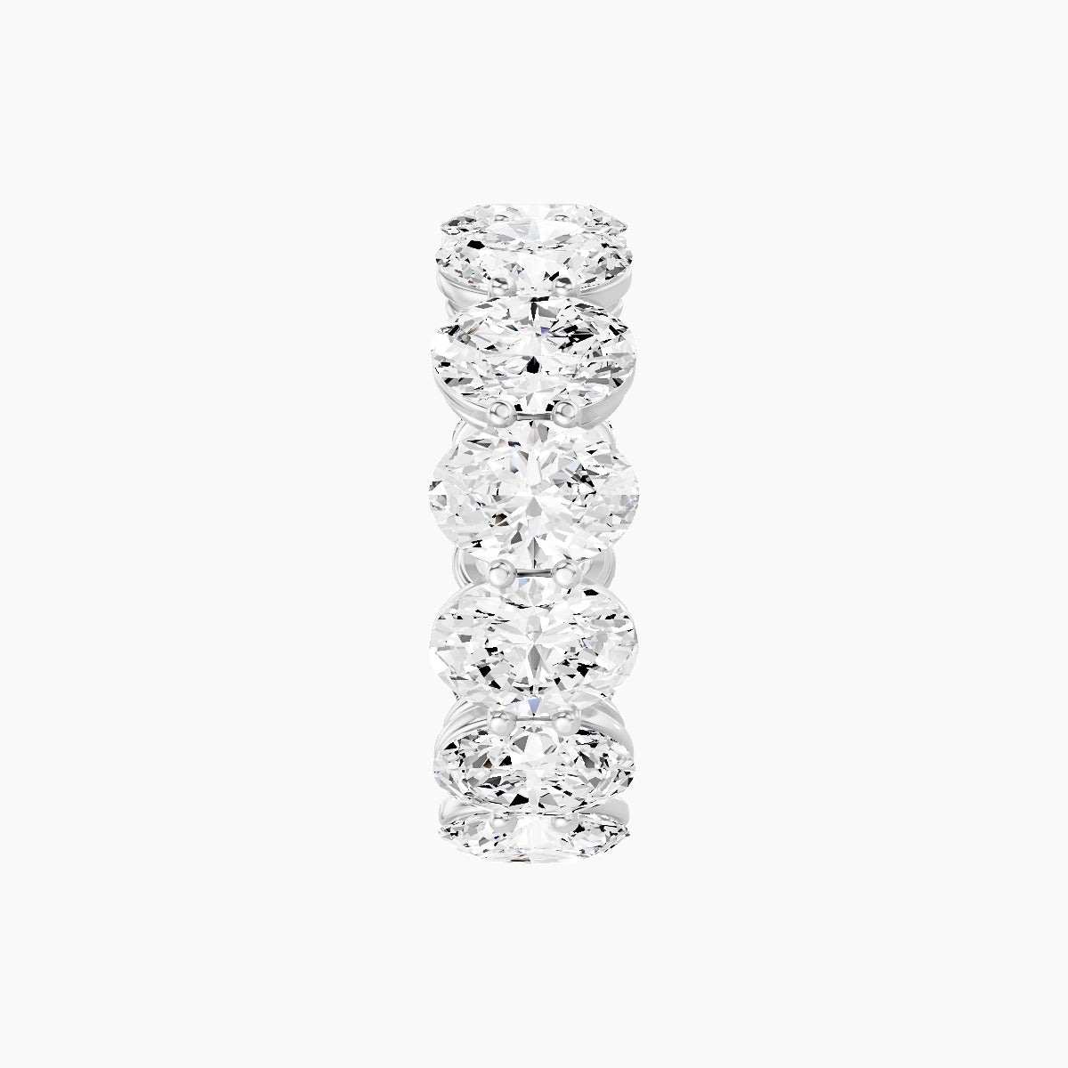 Classic Prong Eternity Ring | 18k White Gold 6.3 x 4.5 mm Oval White Lab Diamond