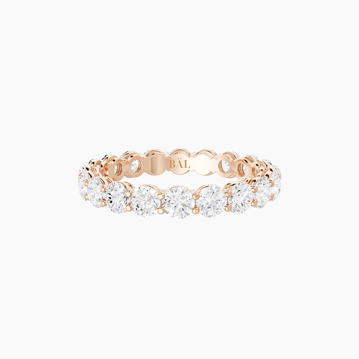 Classic Prong Eternity Ring | 18k Rose Gold 3 mm Round White Lab Diamond
