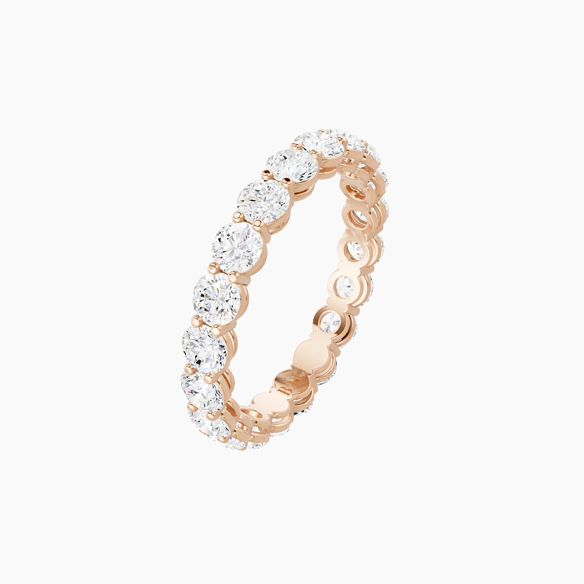 Classic Prong Eternity Ring | 18k Rose Gold 3 mm Round White Lab Diamond