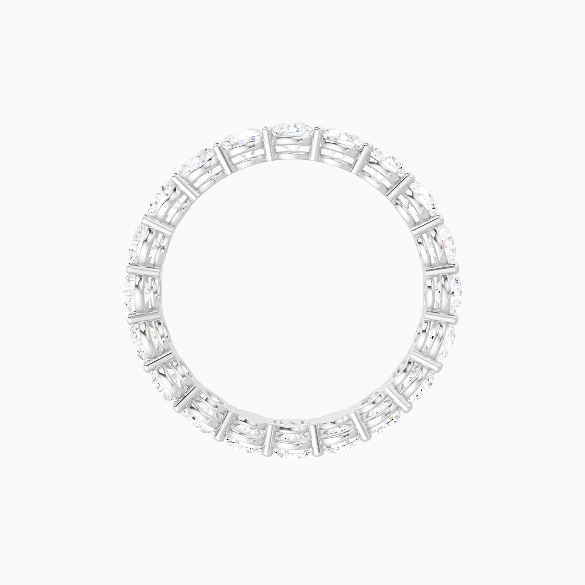 Classic Prong Eternity Ring | 18k White Gold 3 mm Round White Lab Diamond