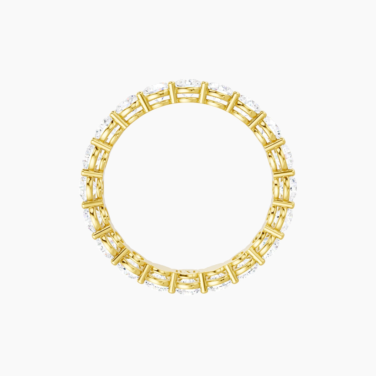 Classic Prong Eternity Ring | 18k Yellow Gold 3 mm Round White Lab Diamond