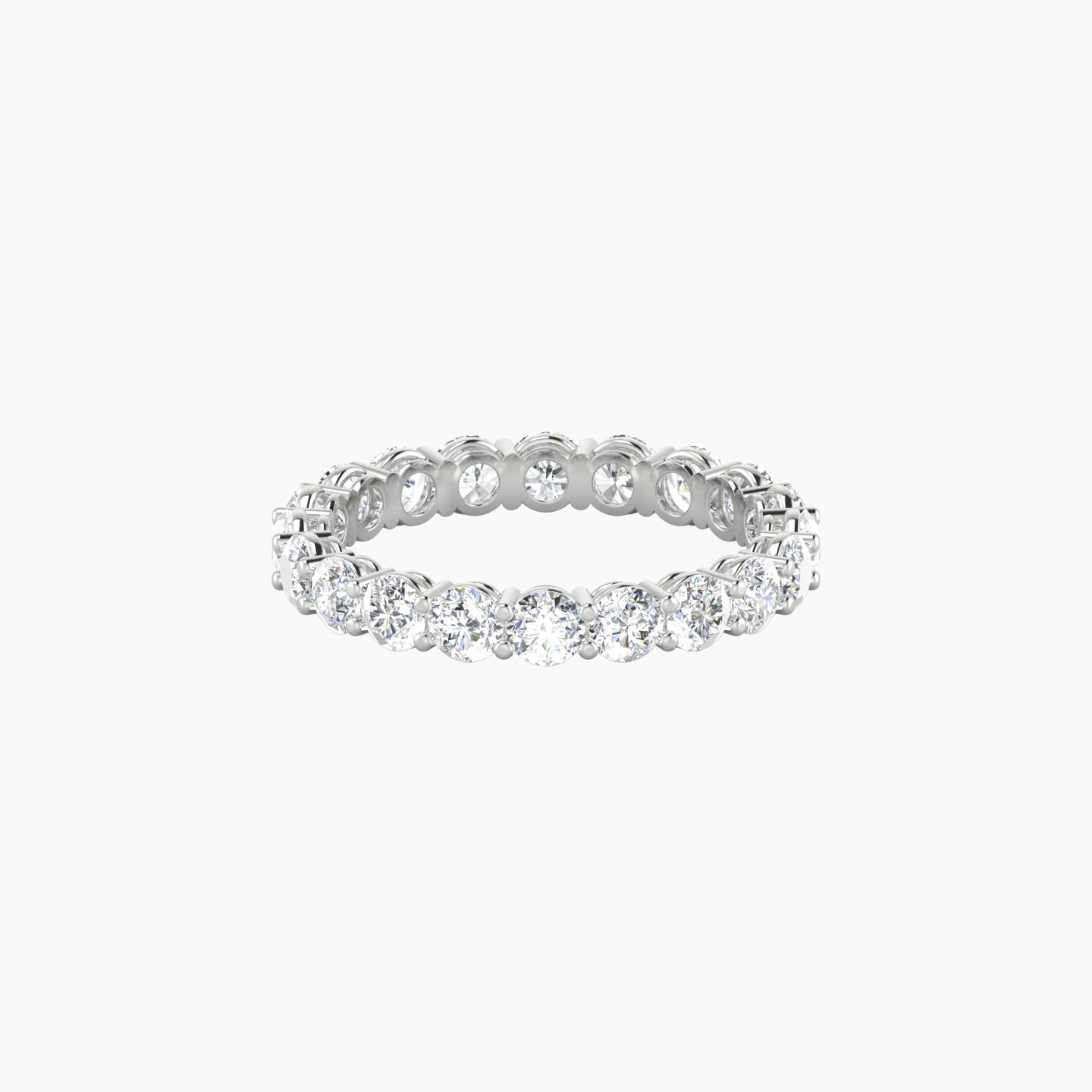 Classic Prong Eternity Ring | 18k White Gold 3 mm Round Lab Diamond
