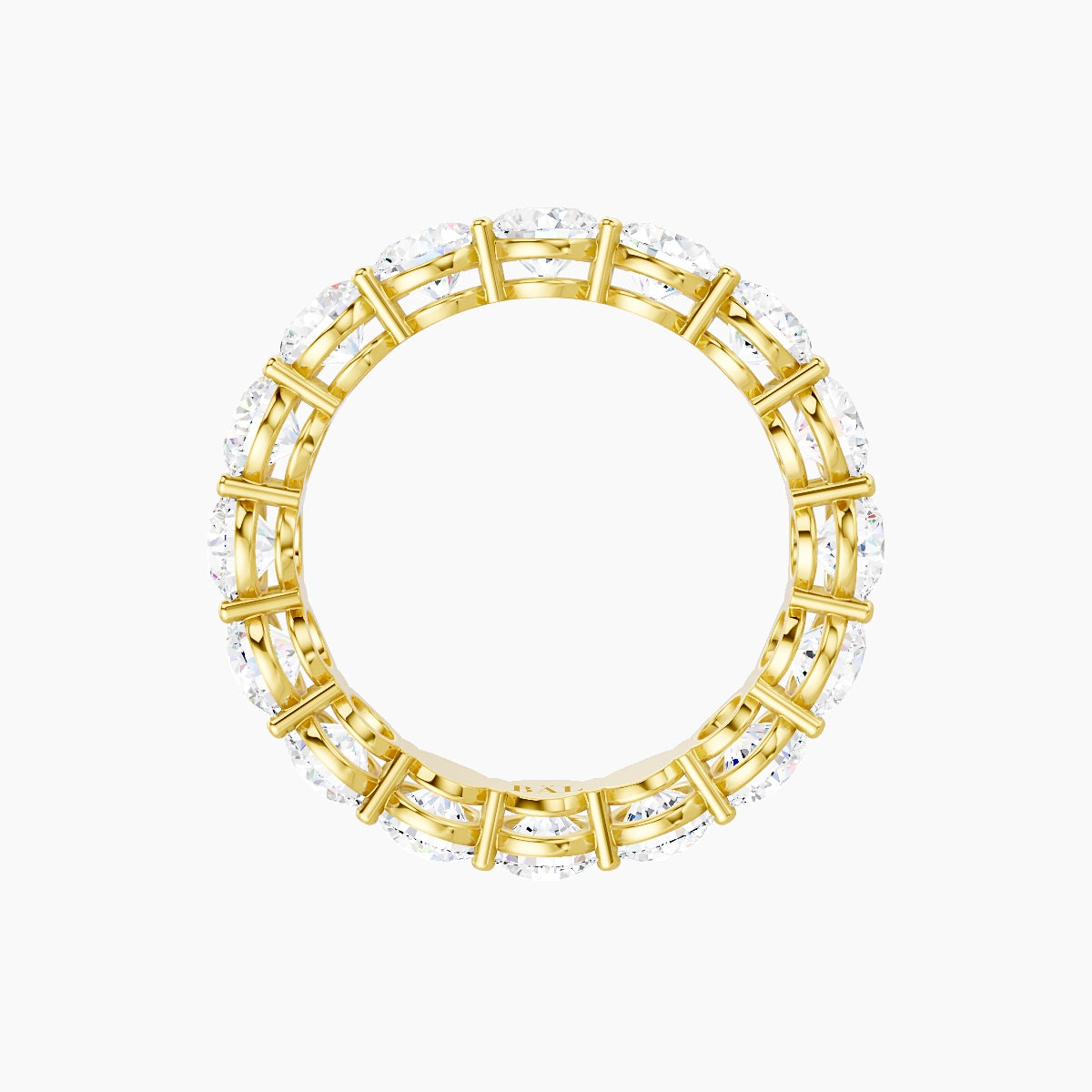 Classic Prong Eternity Ring | 18k Yellow Gold 4 mm Round White Lab Diamond