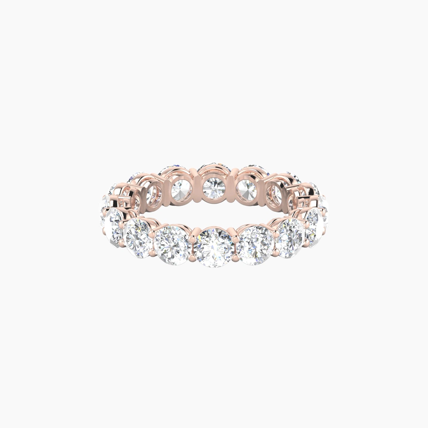 Classic Prong Eternity Ring | 18k Rose Gold 4 mm Round Lab Diamond