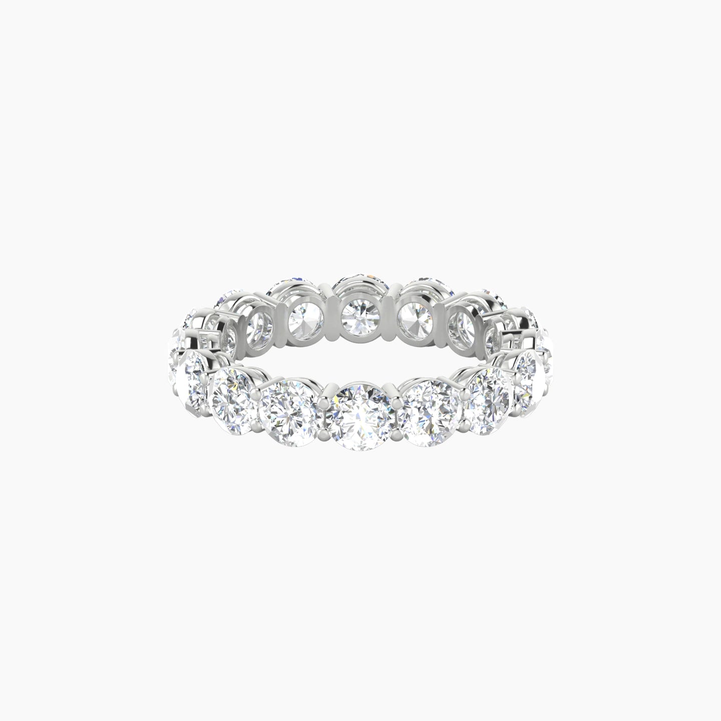 Classic Prong Eternity Ring | 18k White Gold 4 mm Round Lab Diamond