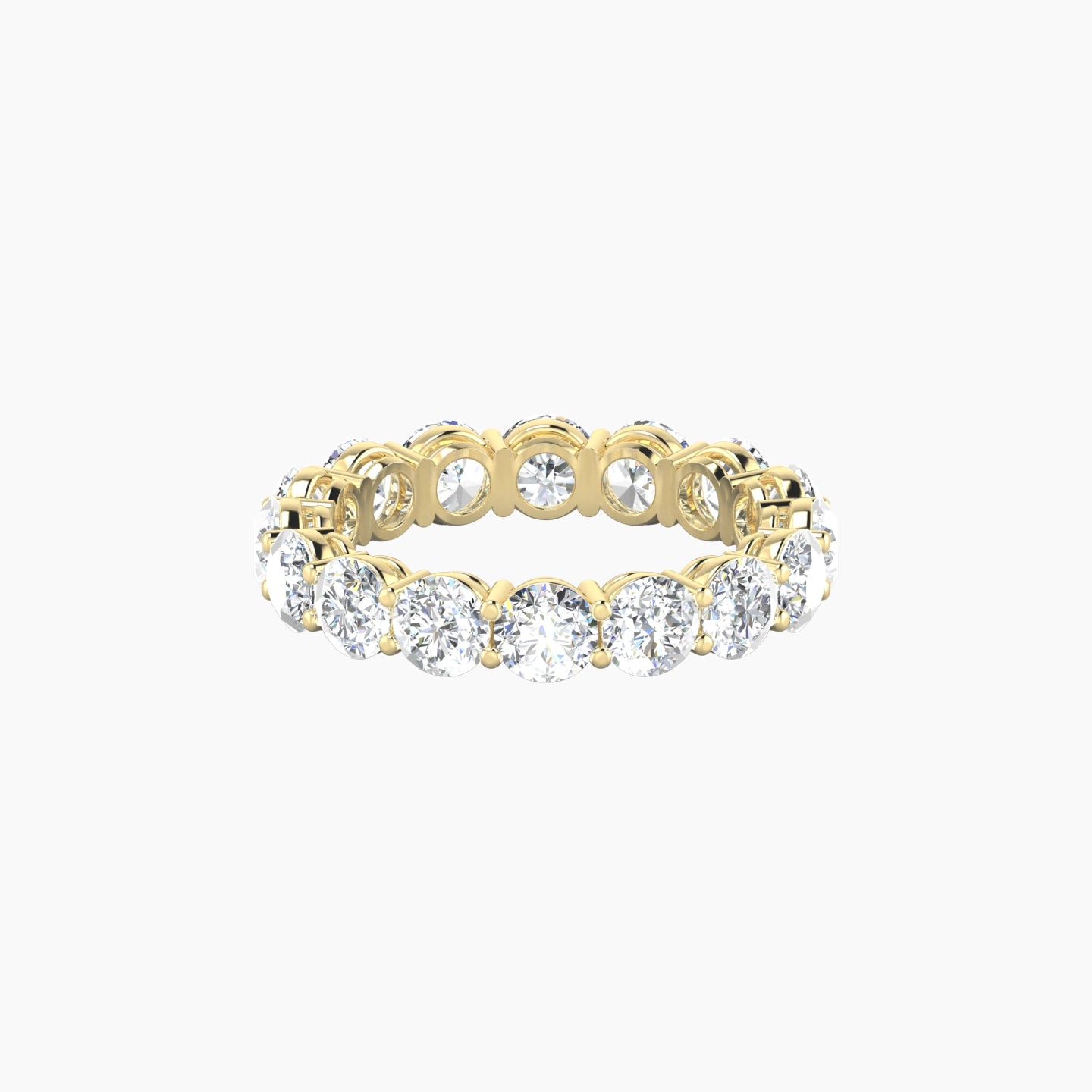 Classic Prong Eternity Ring | 18k Yellow Gold 4 mm Round Lab Diamond