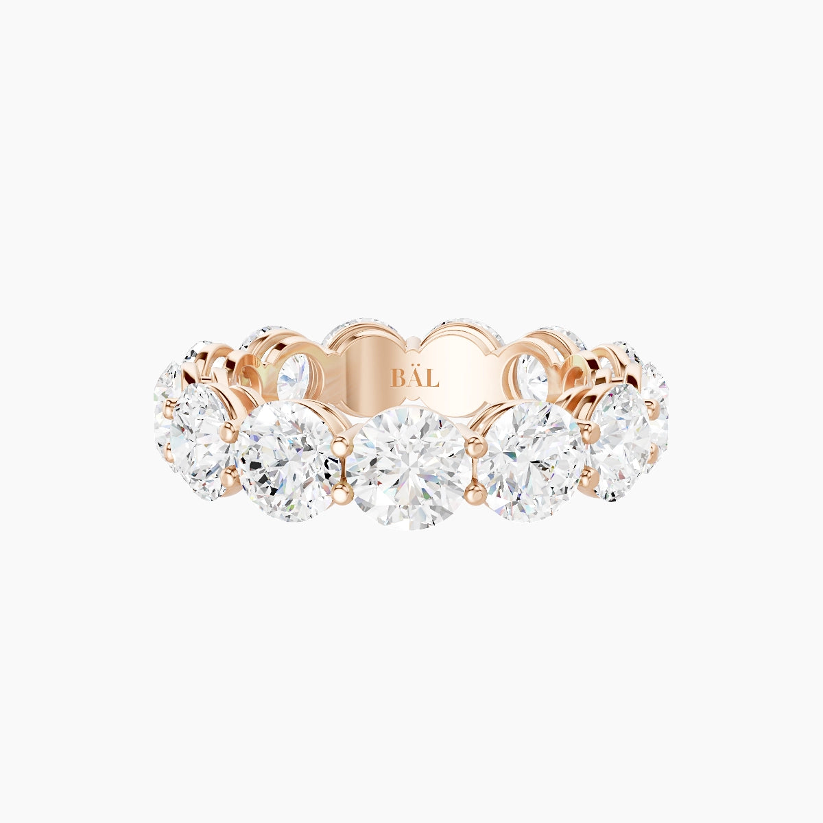 Classic Prong Eternity Ring | 18k Rose Gold 5 mm Round White Lab Diamond