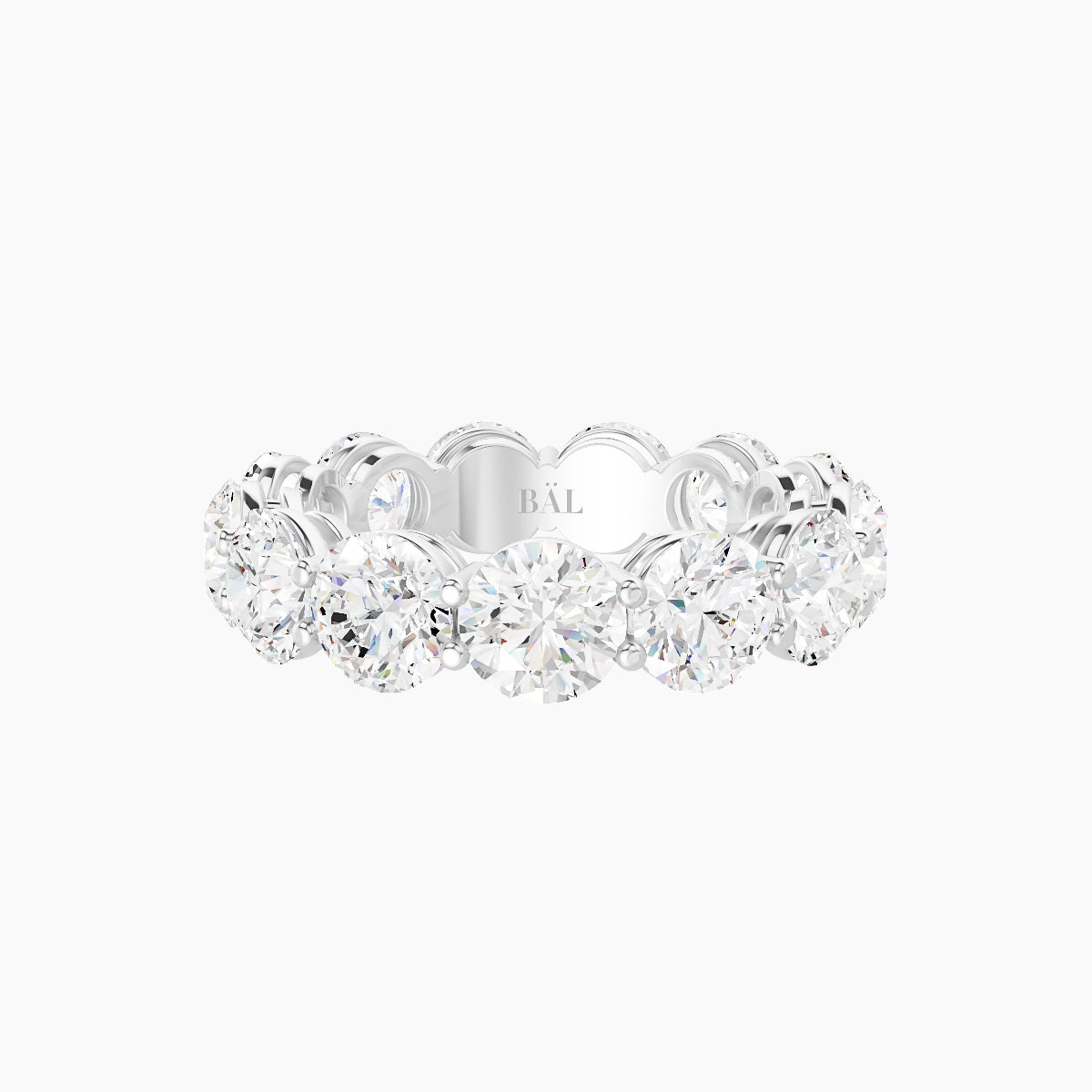 Classic Prong Eternity Ring | 18k White Gold 5 mm Round White Lab Diamond