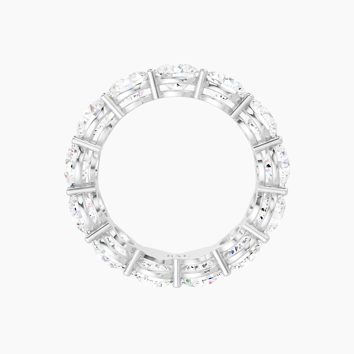 Classic Prong Eternity Ring | 18k White Gold 5 mm Round White Lab Diamond