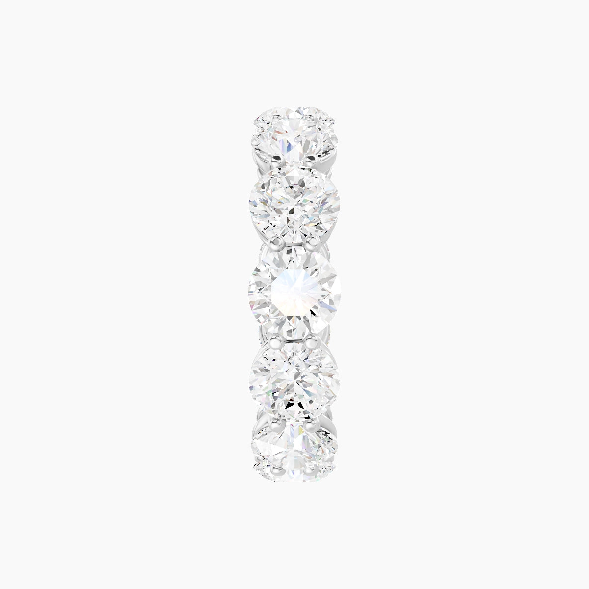 Classic Prong Eternity Ring | 18k White Gold 5 mm Round White Lab Diamond