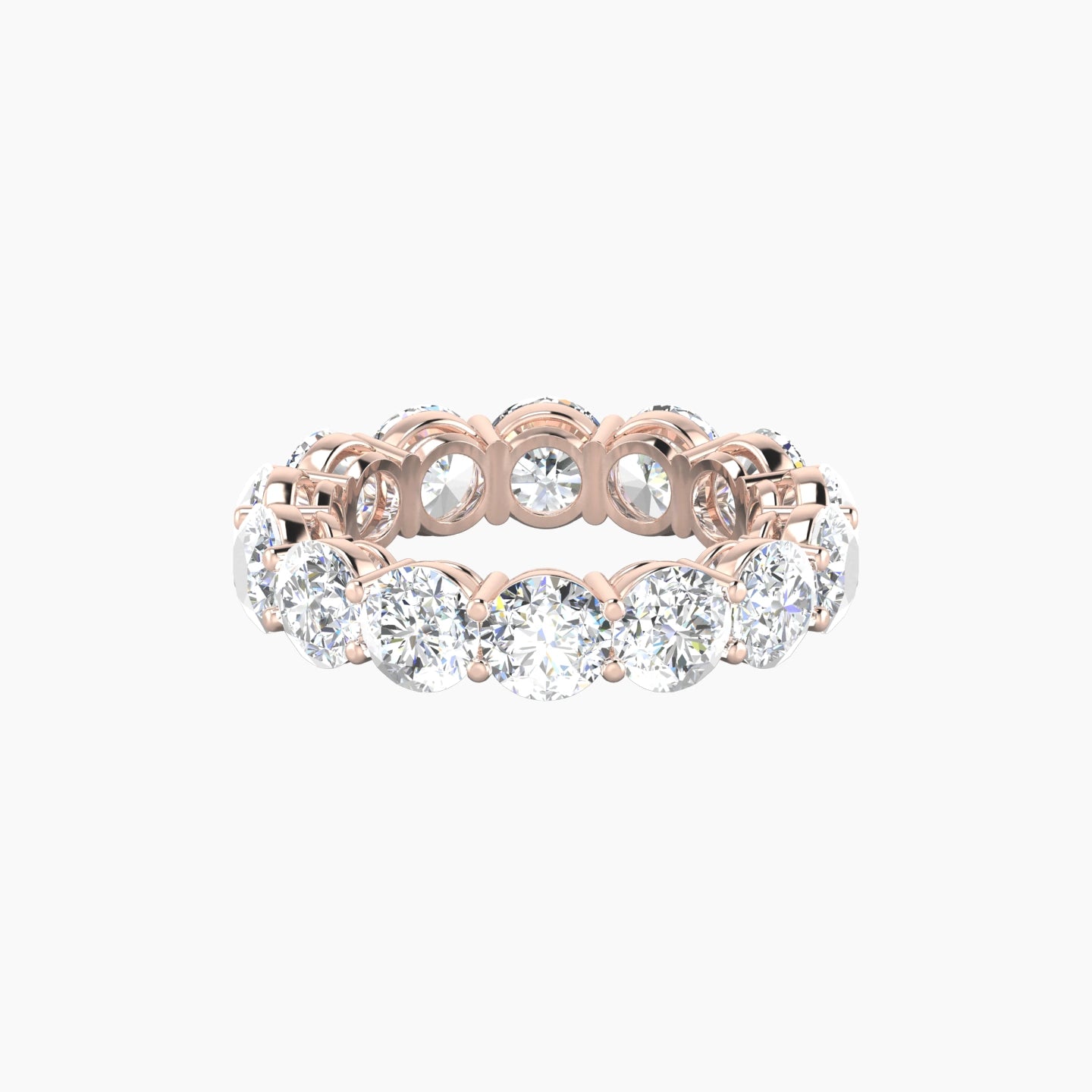 Classic Prong Eternity Ring | 18k Rose Gold 5 mm Round Lab Diamond