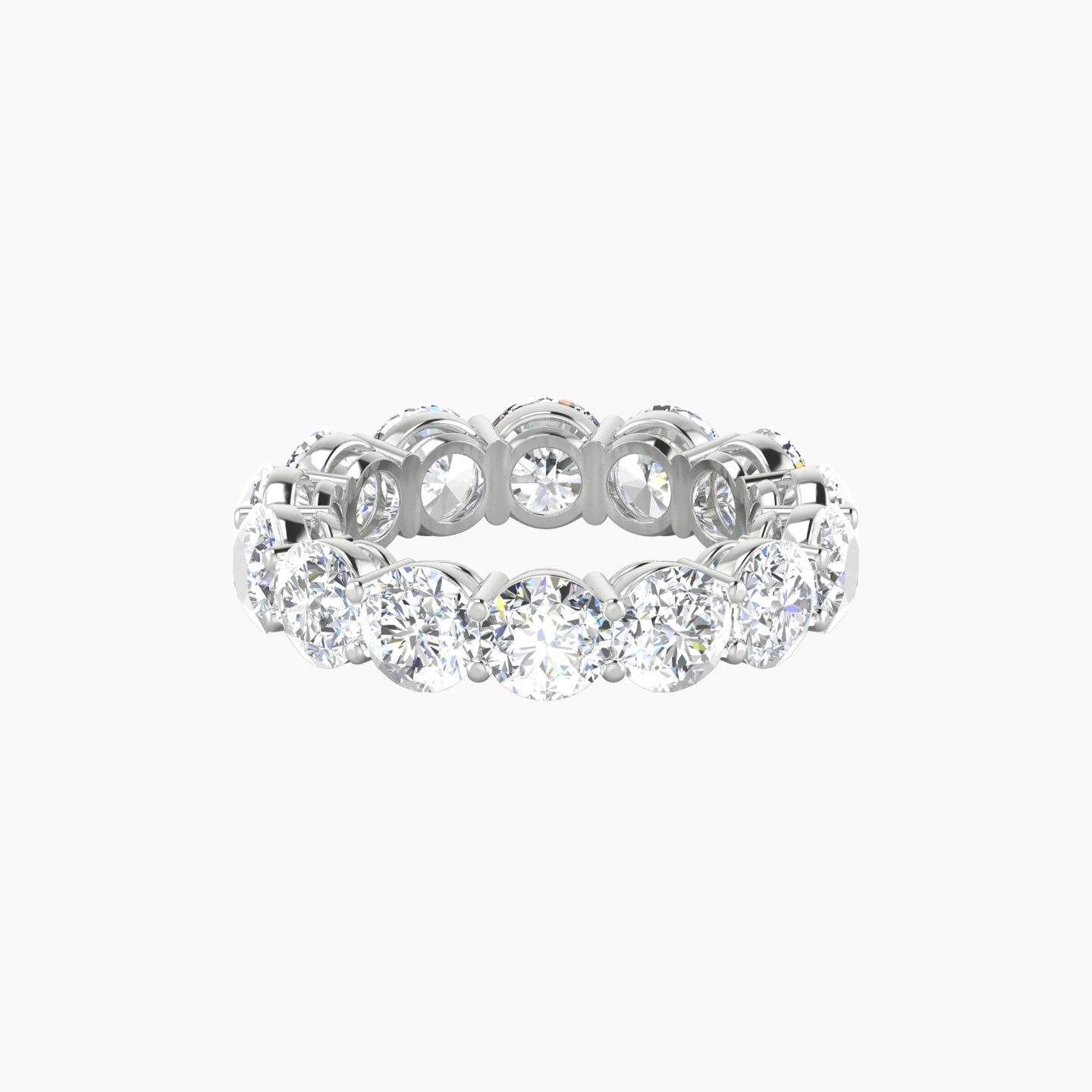 Classic Prong Eternity Ring | 18k White Gold 5 mm Round Lab Diamond