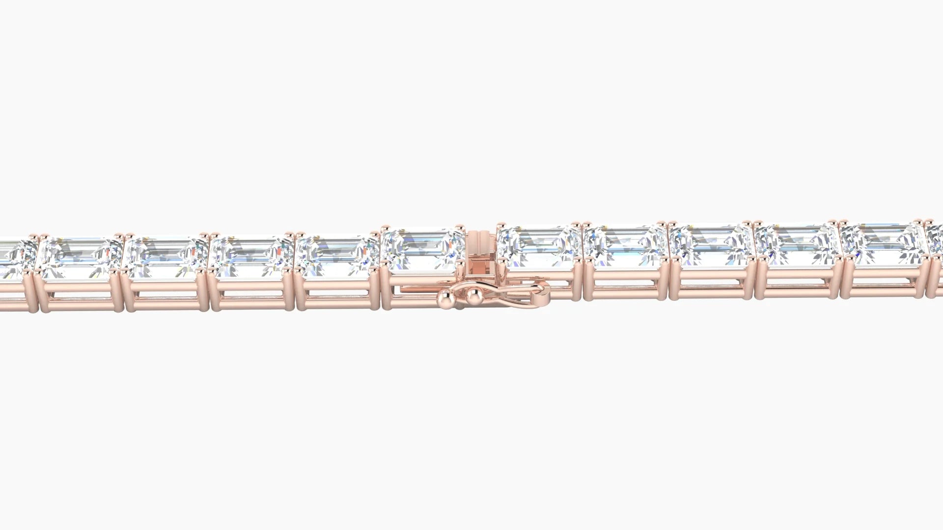 Classic Prong Setting | 18k Rose Gold 4.1 x 2.9 mm White Lab Diamond Emerald Tennis Bracelet