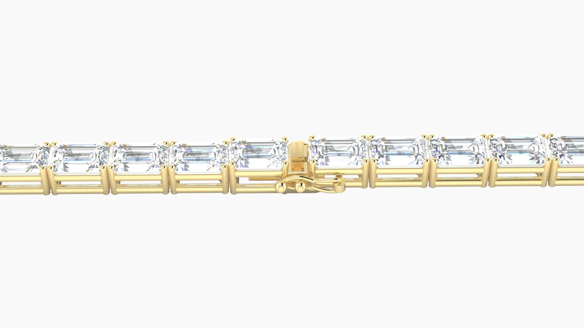 Classic Prong Setting | 18k Yellow Gold 4.6 x 3.2 mm White Lab Diamond Emerald Tennis Bracelet