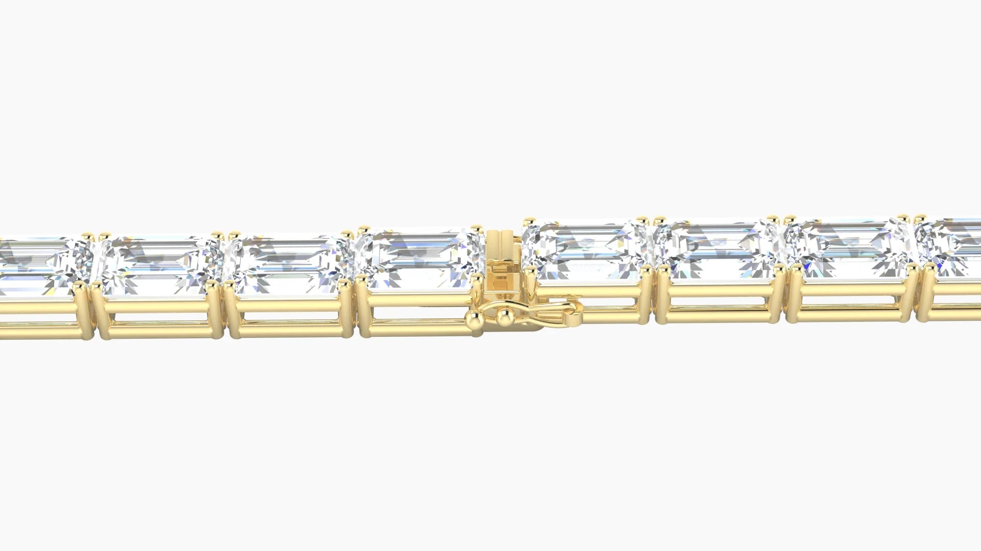 Classic Prong Setting | 18k Yellow Gold 6 x 4 mm White Lab Diamond Emerald Tennis Bracelet